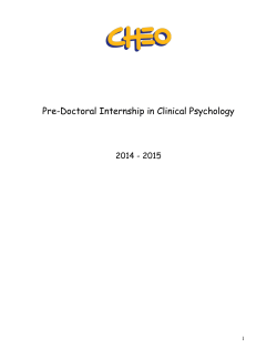 Pre-Doctoral Internship in Clinical Psychology  2014 - 2015 1