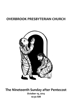OVERBROOK PRESBYTERIAN CHURCH  The Nineteenth Sunday after Pentecost October 19, 2014