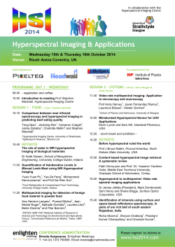 Hyperspectral Imaging &amp; Applications Date: Venue: