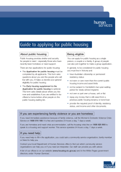 Guide to applying for public housing About public housing Being eligible