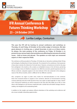 IFR Annual Conference &amp; Futures Thinking Workshop 23 – 24 October 2014