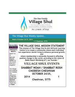 THE The Village Shul Weekly Update..