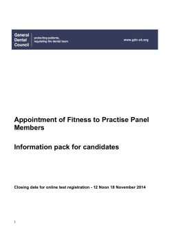 Appointment of Fitness to Practise Panel Members Information pack for candidates