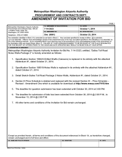 AMENDMENT OF INVITATION FOR BID Metropolitan Washington Airports Authority 7-14-C023