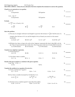 M115 Beginning Algebra Ch1 Practice Test