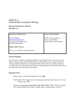 EXPO E-15: Fundamentals of Academic Writing Harvard Extension School