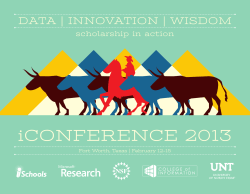 iCONFERENCE 2013 DATA | INNOVATION | WISDOM scholarship in action