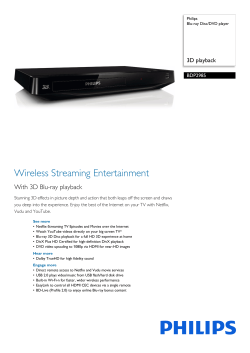 Wireless Streaming Entertainment With 3D Blu-ray playback 3D playback BDP2985