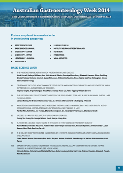 Australian Gastroenterology Week 2014 Posters are placed in numerical order
