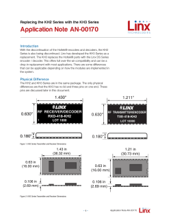 Application Note AN-00170 Replacing the KH2 Series with the KH3 Series Introduction