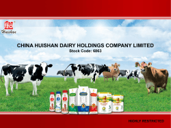 CHINA HUISHAN DAIRY HOLDINGS COMPANY LIMITED Stock Code: 6863