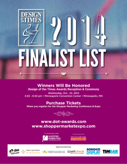 2014 FINALIST LIST Winners Will Be Honored Purchase Tickets