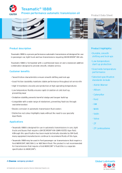 Texamatic 1888 Proven performance automatic transmission oil Product Data Sheet
