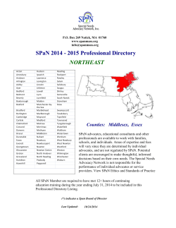 SPaN 2014 - 2015 Professional Directory NORTHEAST www.spanmass.org