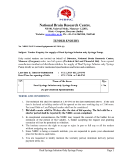 National Brain Research Centre TENDER ENQUIRY