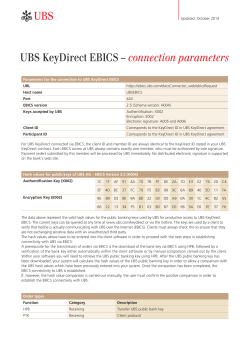 UBS KeyDirect EBICS  – connection parameters