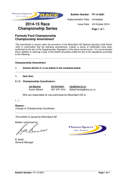 2014-15 Race Championship Series Formula Ford Championship Championship Amendment