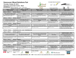 Vancouver Wood Solutions Fair SCHEDULE  Thursday, October 30, 2014