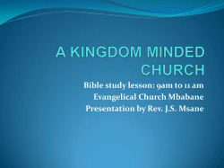 Bible study lesson: 9am to 11 am Evangelical Church Mbabane