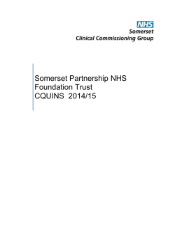 Somerset Partnership NHS Foundation Trust CQUINS  2014/15