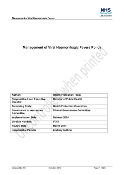 Management of Viral Haemorrhagic Fevers Policy