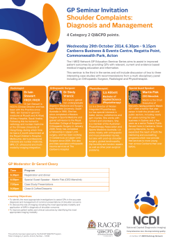 Shoulder Complaints: Diagnosis and Management GP Seminar Invitation