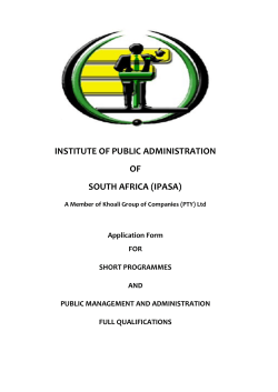 INSTITUTE OF PUBLIC ADMINISTRATION OF SOUTH AFRICA (IPASA)