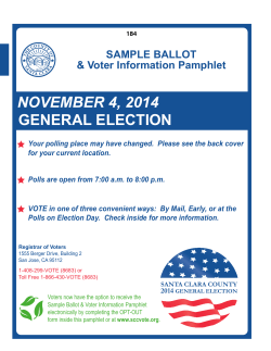 GENERAL ELECTION NOVEMBER 4, 2014 SAMPLE BALLOT &amp; Voter Information Pamphlet