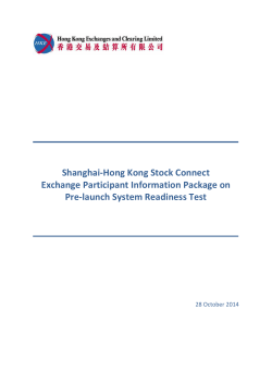 Shanghai-Hong Kong Stock Connect Exchange Participant Information Package on