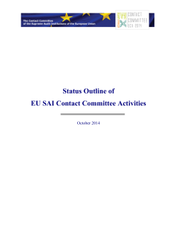 Status Outline of EU SAI Contact Committee Activities October 2014