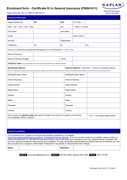 Enrolment form - Certificate IV in General Insurance (FNS41411)