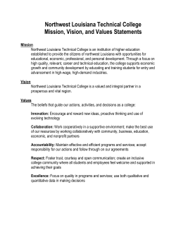 Northwest Louisiana Technical College Mission, Vision, and Values Statements