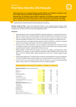 First Nine Months 2014 Results