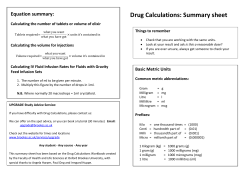 Drug Calculations: Summary sheet Equation summary: