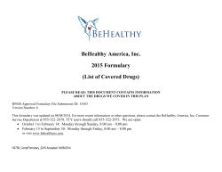 BeHealthy America, Inc. 2015 Formulary (List of Covered Drugs)