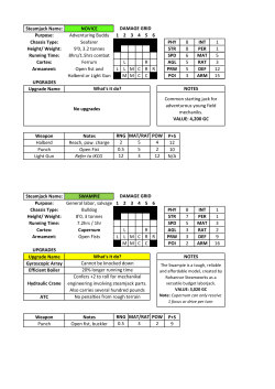 DAMAGE GRID Steamjack Name: NOVICE Purpose: