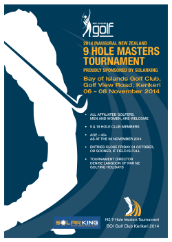 9 Hole Masters tournaMent Bay of Islands Golf Club, Golf View Road, Kerikeri