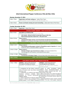 22nd International Pepper Conference Viña del Mar-Chile  Monday, November 17, 2014
