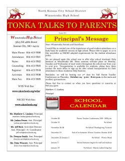 TONKA  TALKS TO PARENTS Principal’s Message