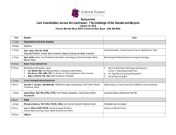 Symposium Care Coordination Across the Continuum:  The Challenge of the... October 24, 2014