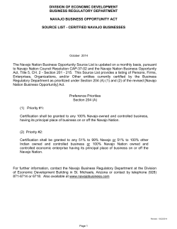 DIVISION OF ECONOMIC DEVELOPMENT BUSINESS REGULATORY DEPARTMENT NAVAJO BUSINESS OPPORTUNITY ACT