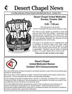 Desert Chapel News  Desert Chapel United Methodist Sunday, October 26th