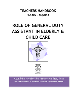 ROLE OF GENERAL DUTY ASSISTANT IN ELDERLY &amp; CHILD CARE TEACHERS