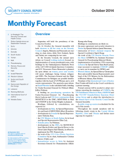Monthly Forecast October 2014 Overview
