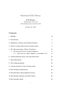 Statistical Field Theory Contents R R Horgan