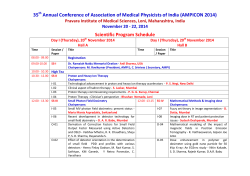 35 Annual Conference of Association of Medical Physicists of India (AMPICON... Scientific Program Schedule Pravara Institute of Medical Sciences, Loni, Maharashtra, India
