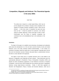 Competition, Oligopoly and Antitrust: The Theoretical Agenda in the early 1950s