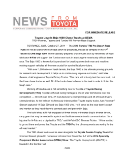Toyota Unveils Baja 1000 Chase Trucks at SEMA