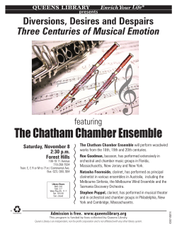 The Chatham Chamber Ensemble Diversions, Desires and Despairs featuring
