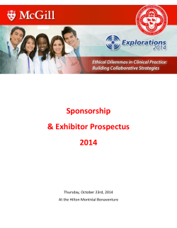 Sponsorship &amp; Exhibitor Prospectus 2014
